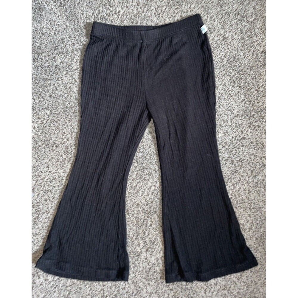Posh Peanut 12-18M Baby Girl Black Ribbed Flare Pants Bell Bottoms Bamboo